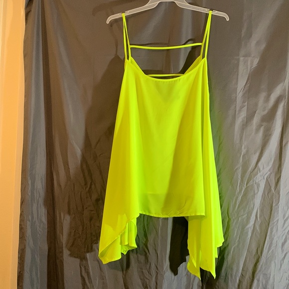 New Look Neon Green Spaghetti Strap Cut-out Back Blouse - Picture 1 of 2
